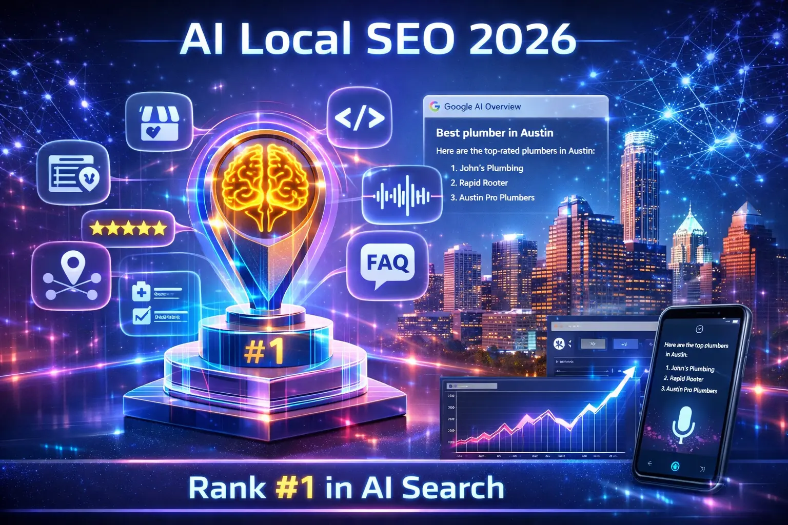 ai local seo 2026 guide Map Pack trophy Google Business Profile schema reviews voice search WordPress dashboard Austin city neural network