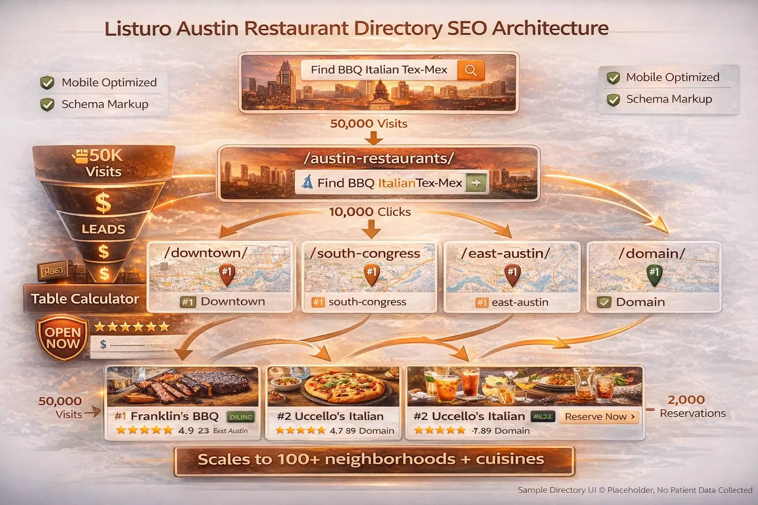 restaurant directory SEO Austin TX Listuro URL structure 