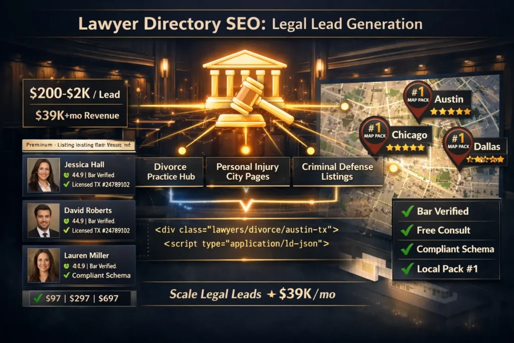 lawyer directory seo divorce personal injury criminal defense Austin