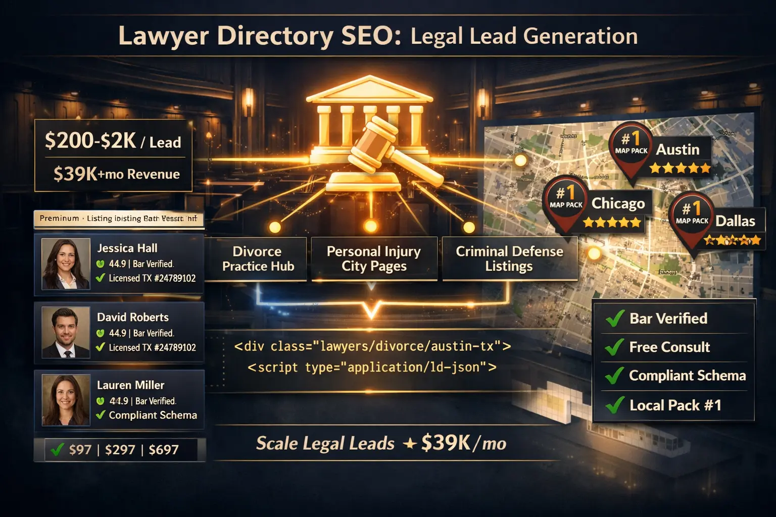 lawyer directory seo divorce personal injury criminal defense Austin