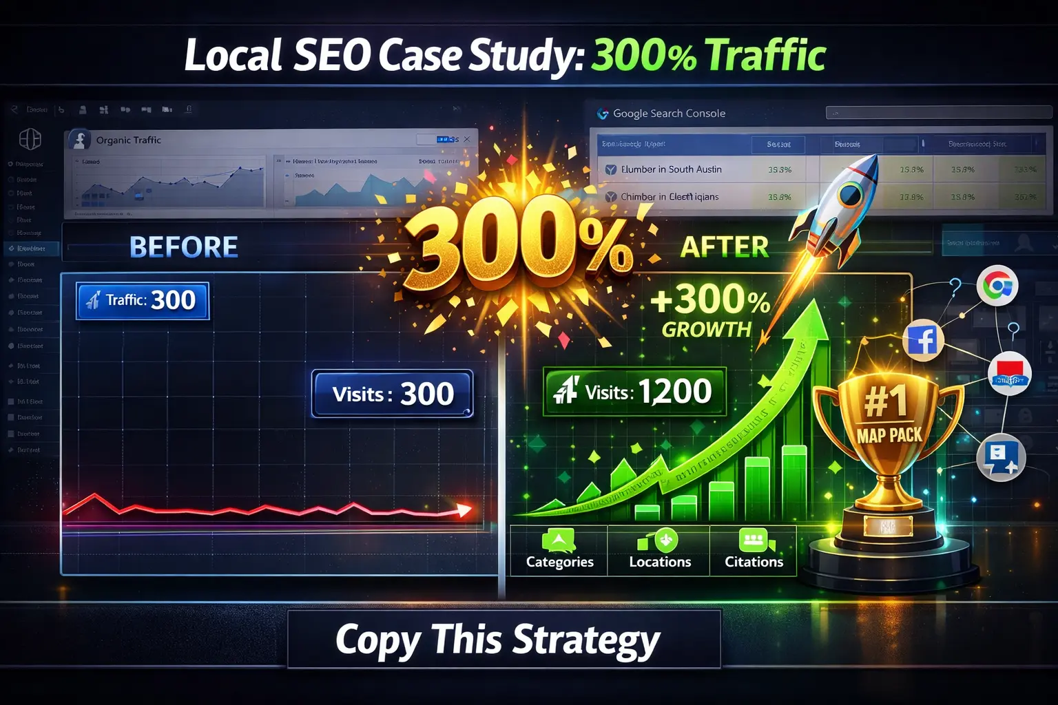 local seo case study 300% organic traffic growth